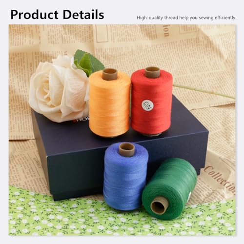 24Pcs Sewing Thread Spools Set 1000 Yards Per Spool Mixed Cotton Threads for DIY Sewing Machine, Embroidery Machine, Hand Sewing, 24 Colors