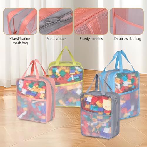 4 Pack Extra Large Mesh Toy Zipper Storage Bags (11.8 * 9.8 * 5.2in) - size: 4PcsXL