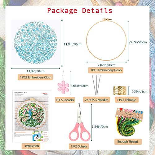 MUFEKUM Embroidery Kit for Beginners with Pattern and Instructions