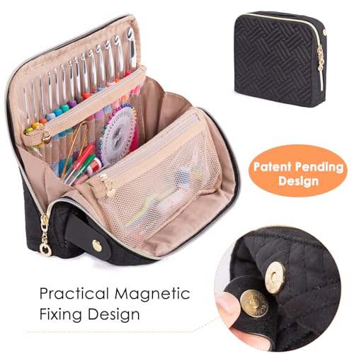 MYBAGZING Ergonomic Crochet Hook Set with Case 14 Sizes 2mm-10mmCrochet Kit - color: Black, size: Case (14 Crochet Hooks)