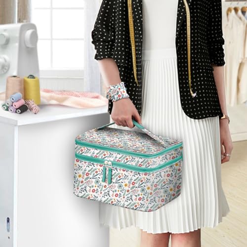 FINPAC Double-Layer Sewing Accessories Storage and Organizer Case Bag - color: Spring Bloom