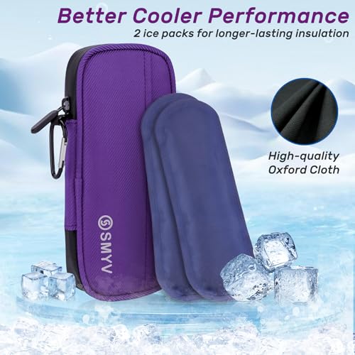 SMYV Insulin Cooler Travel Case with 2 TSA Approved Ice Packs, Purple - color: Soft Purple