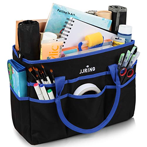 JJRING Large 600D Nylon Artist Organizer Tote Bag With 16 Pockets, Blue - color: Blue, size: Large