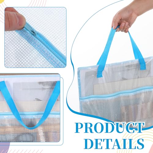 ElevateTech Sew Project Bags Jumbo Needlepoint Project Bag for Quilting Sewing Craft Organizer Bags Portable Mesh Zipper Pouch with Handle for Quilter Knitting Stitching Embroidery, 15.7×15.7 Inch