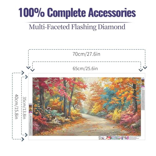 JATOK Diamond Painting Kit for Adults, Autumn Forest, 27.5 x 15.7 in - color: Peach