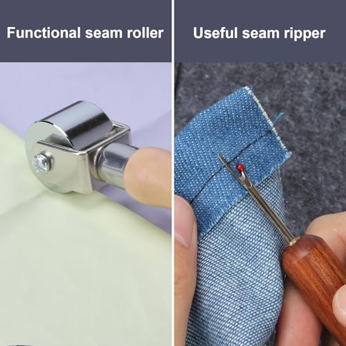 FMTYAOIU 4 Pcs Wooden Sewing Quilting Tools Include Tailor Clapper,Seam Roller,Stiletto,Seam Rippers for Flattening Fabrics and Point Pressing, Wooden Tailors for Ironing