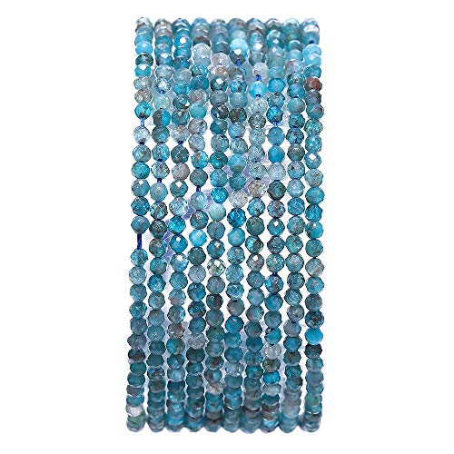 BEADIA Faceted Natural Apatite Stone Round Loose Semi Gemstone Beads for Jewelry Making 2-2.5mm 38cm - color: Apatite Faceted, size: 2-2.5mm