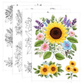 17 PCS Water Soluble Embroidery Patterns Sunflowers Bouquets Stick and Stitch Embroidery Patterns Wash Away Transfer Paper for Hand Sewing Lover Beginners