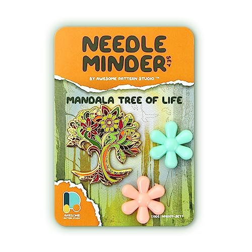 Awesome Pattern Studio Needle Minder Set - Tree of Life Magnetic Needle Minder + 2 Needle Threaders. Enamel Pin for Cross Stitch, Embroidery and Craft - size: TreeOfLife Set #1