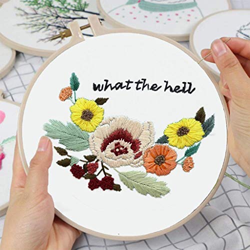 Louise Maelys Floral Embroidery Kit for Beginners Saying DIY Craft - color: kit-1