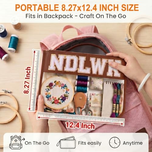 VOOGLAN Needlework Project Bag (Empty), 8 x 12 Inch - color: Brown