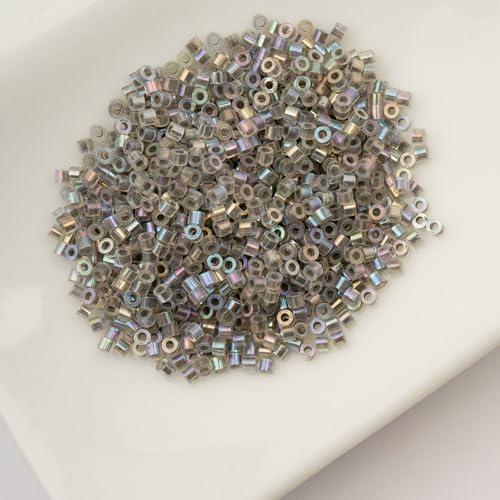 John Bead 25g Cylin Beads Grey Glow in Dark AB 11/0 Glass Cylindrical Seed Beads for Jewelry Bracelets Necklaces Earrings Making Embroidery - color: Grey Glow in Dark AB