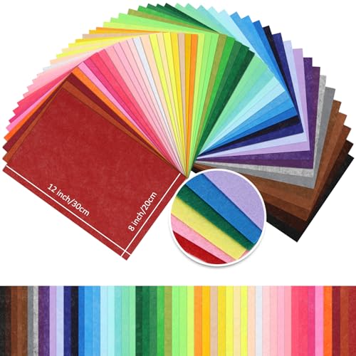 Thin Felt Fabric Sheets, Assorted Colors Stiff Felt Sheets for Crafts DIY Patchwork Sewing Projects Decoration (Stiff 50 Colors, 8×12 inches) - color: Stiff 50 Colors, size: 8 x 12 inches