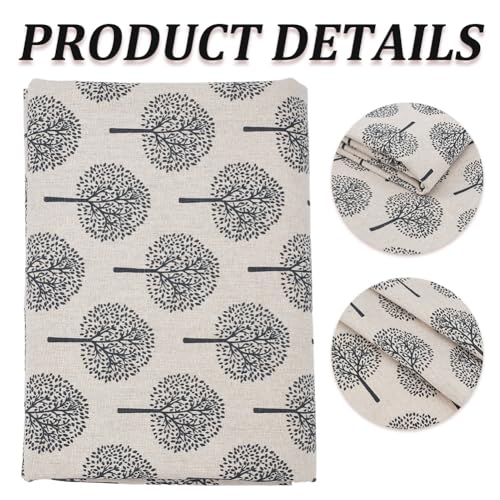 1.09 Yards 62.21 Inch Tree Linen Fabric Black Trees Soft Breathable Upholstery Linens Lightweight Quilting Cloth Fabrics for Sewing Making Garment Accessories Chair Sofa DIY Craft Supply - size: 1580MM, style: Tree