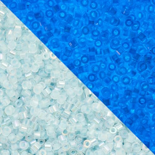 John Bead 25g Cylin Beads Sky Glow in Dark AB 11/0 Glass Cylindrical Seed Beads for Jewelry Bracelets Necklaces Earrings Making Embroidery - color: Sky Glow in Dark AB