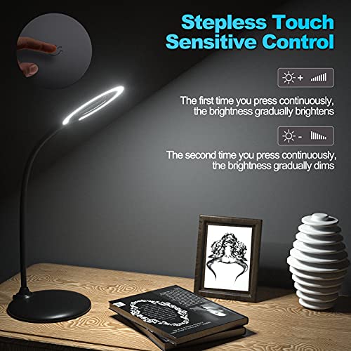 5X Rechargeable Magnifying Glass with Light and Stand, Raweao Dimmable Lighted Magnifying Lamp Glass for Reading, Close Work, Hobbies, Crafts