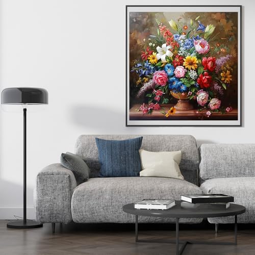 Moohue 14ct Counted Stamped Cross Stitch Kits for Adults Printed Cross Stitch Patterns Art Crafts Cross Stitch Supplies (Flowers 14) - color: Flowers 14