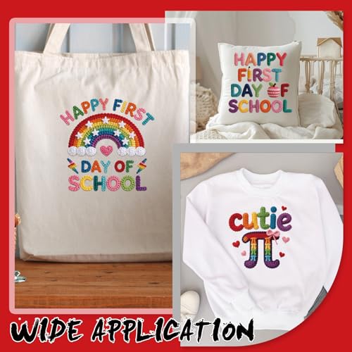 Dazoratix DTF Transfers Ready to Press - 20 Sheets Happy First Day of Back to School Iron on Patches Heat Stickers Vinyl Decal for Teacher T Shirts Clothes Pillow Bag Hat Hoodies DIY Crafts Decoration - style: Happy First Day of School