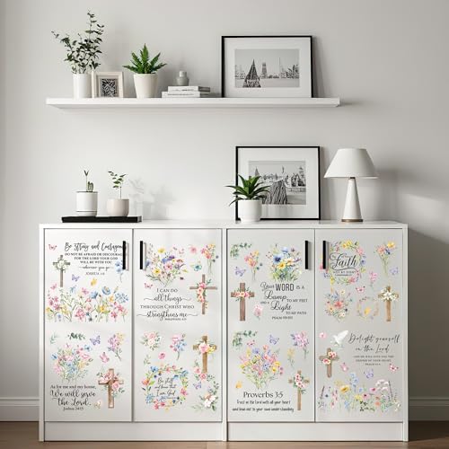 12 Pcs Bible Verse Floral Rub-On Transfers for Furniture & Crafts - style: Bible Verse Floral