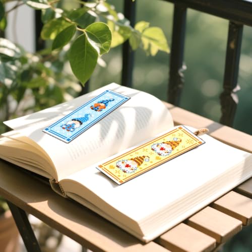 FREEBLOSS 6 Set Cross Stitch Bookmark Kit 8x2.4''11CT St. Patrick Gnome - style: Gnomes