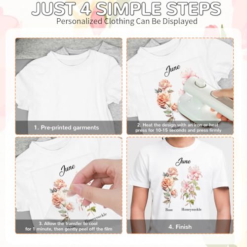 12Pcs Birth Month Dtf Transfers Ready to Press Birthday Flowers Iron on Transfers for Tshirts Floral Transfer Vinyl Stickers for Clothing Pillows Bag DIY Crafts - color: Birth Month