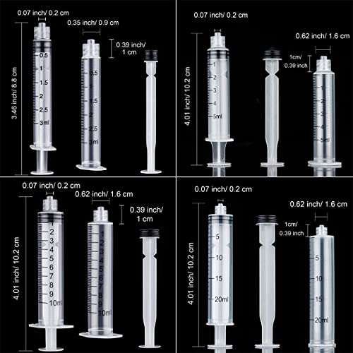15 Pack of 20ml 10ml 5ml 3ml 1ml Syringe With Blunt Tip Needle And Cap Set - Ink Oil or Glue Applicator, Great for Refilling and Measuring Dispensing