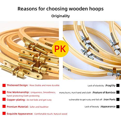 2 Pack 7 Inch Embroidery Hoop, Guofa 18CM Beech Wood Cross Stitch Hoops, Decorative Hanging Embroidery Frame for Needlepoint Sewing Project - style: 7 inch