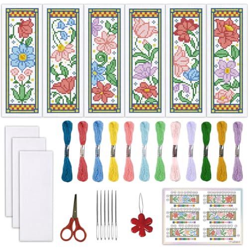 ORIGACH 6 Pack Medieval Garden Flower Cross Stitch Kit - style: Medieval Garden Flower