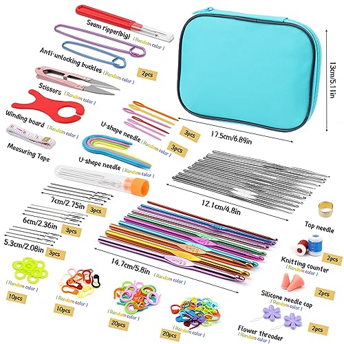 IMZAY 110 Pcs Crochet Hooks Set 0.6–6.5mm Crochet Needles for Yarn - color: Blue, size: 110 Pcs