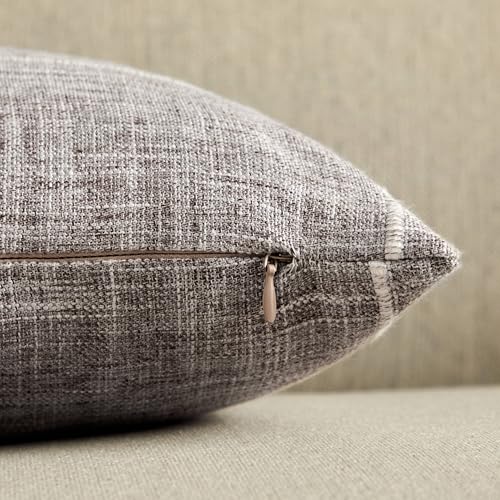 2 Packs Grid Embroidery Lumbar Pillow Covers 12x20in Brown - color: Brown, size: 20" x 12" (Pack of 2)