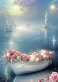 Moohue 14CT Stamped Cross Stitch Kits for Adults Beginners Counted Cross Stitch Kits for Adults Advanced (Flowers and Boats) - color: Flowers and Boats