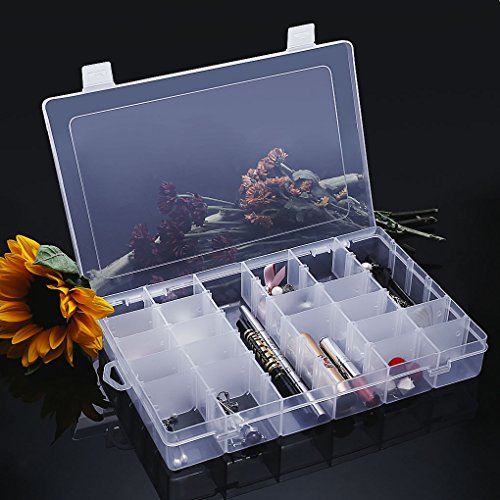 Gospire 36 Grids Clear Plastic Jewelry Box Organizer with Removable Divider - color: Clear-36 Grids