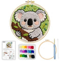 ZuoAnLF Punch Needle Kit for Beginner, Rug Yarn Hooking Beginner Kit with Instruction, Punch Needle Fabric with Pattern, Yarns, Embroidery Hoops for Punch Needle 20CM/9.8INCH (Koala) - color: koala