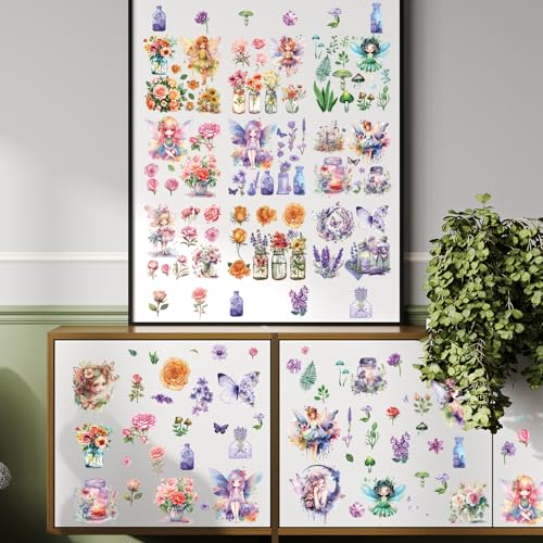 Wxiben 12 Pcs Fairy Flower Rub on Transfers for Crafts and Furniture - style: Fairy