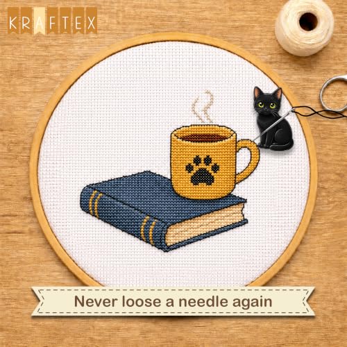 Kraftex Magnetic Needle Minder. Needleminder for Embroidery & Sewing. Cute Needlepoint Accessories. Magnetic Needle Holder for Cross Stitch. Cute Magnet Pin Gift - color: Cats 2