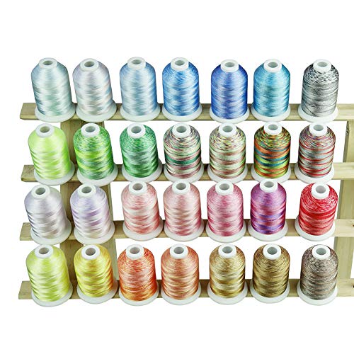 Simthreads 28 Variegated Color Embroidery Machine Thread 1100 Yards Each for Janome Brother Pfaff Babylock Singer Bernina Husqvaran and Most Sewing Embroidery Machines - color: 28 Shades