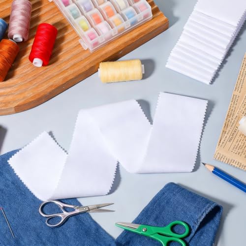 50 Pcs Jelly Fabric Strips Roll for Quilting, White Pre-Cut Strips, Cotton Quilting Fabrics for Handmade DIY Craft Sewing, 2.5 x 39 Inch