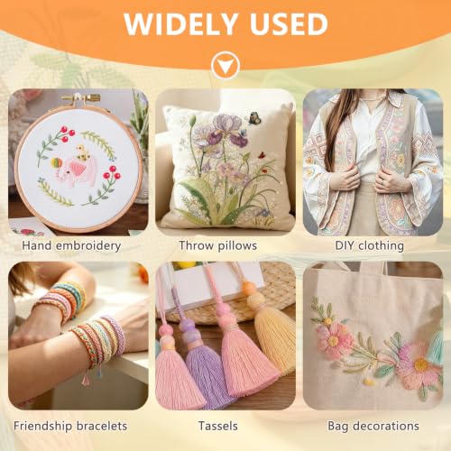 Embroidery Floss, 12 Colors Cotton Friendship Bracelet String - color: Pastel Series
