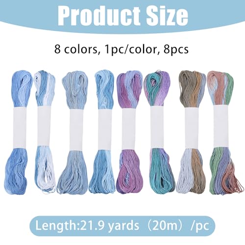 FREEBLOSS 8 Pcs Sashiko Thread Sashiko Skein 8 * 20 M Pure Cotton Embroidery Thread Japanese Sewing Threads Quilting & Embroidery Sewing Kit Supplies 8 Blue Mixed Colors - color: Blue