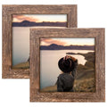5x5 Picture Frames Set of 2, Square Rustic Wood Grain Photo Frame for Tabletop or Wall Mounting Display - size: 5X5(2pcs)