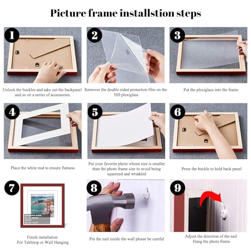12x12 Wood Picture Frames for Wall Hanging or Tabletop,Diamond Painting Frame Baby Scan Picture Frames with 2 Mats Display 8x8 or 10x10 for Family Walls Decoration,Anniversary,Wedding,Christmas(Red) - color: Red, size: 12x12 inch