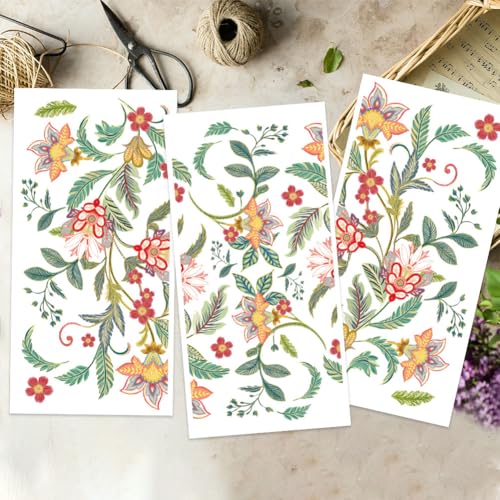 OLYCRAFT 3pcs/Set Boho Rub on Transfers for Furniture and Crafts 6x12 inch Paisley Furniture Decals Flower Theme Transfer Stickers Rub on Decals for Wood Furniture Home Decor - style: Paisley