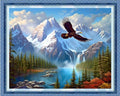 Dooxvey Cross Stitch Kits for Adults Beginners - Full Range of Stamped Kits - 11CT Cross Stitch Patterns - Mountain River Flying Eagles - 16x20 inch - color: Artpattern03