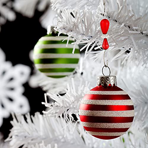 Zhengmy 45 Pcs Christmas Ornament Hooks Beaded Hangers Decorative Xmas Tree Ornament Hooks Stainless Wire S Hanging Hook with Clear Acrylic Crystal Jeweled for Crafts Xmas Tree Decoration(Silver)
