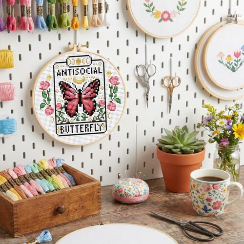 Stamped Cross Stitch Kits for Beginners-Butterfly,with Embroidery Hoop - color: Butterfly