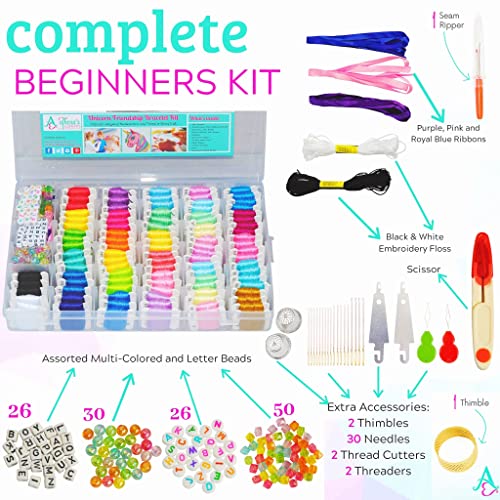 Athena's Elements 276Pcs Embroidery Kit, Cross Stitch Kits, Friendship Bracelet String Kit with Organizer Box-Included 100pcs Friendship Bracelet Floss Thread, Cross Stitch Kits, Gifts