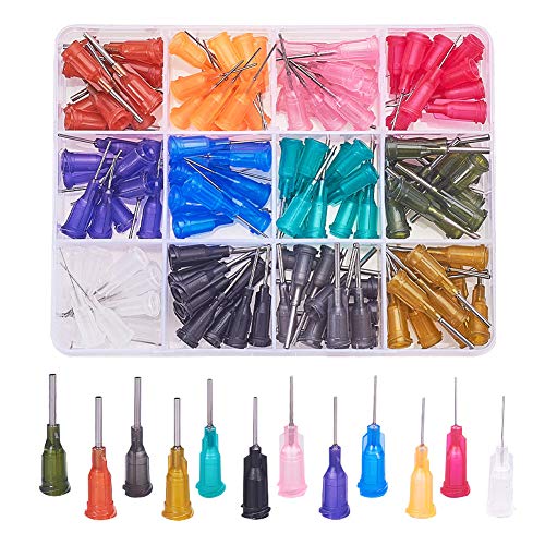BENECREAT 144PCS 0.5 Inch 12 Different Gauge Blunt Tip Syringe Needles Dispensing Needle with Lure Lock for Refilling Liquid Inks and Syringes, Crafts Supplies - size: 0.5 Inch-12 Size
