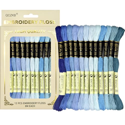 Premium Rainbow Color Embroidery Floss - Cross Stitch Threads - Friendship Bracelets Floss - Crafts Floss - 12 Skeins Per Pack Embroidery Floss,Ocean Color - color: Ocean Color