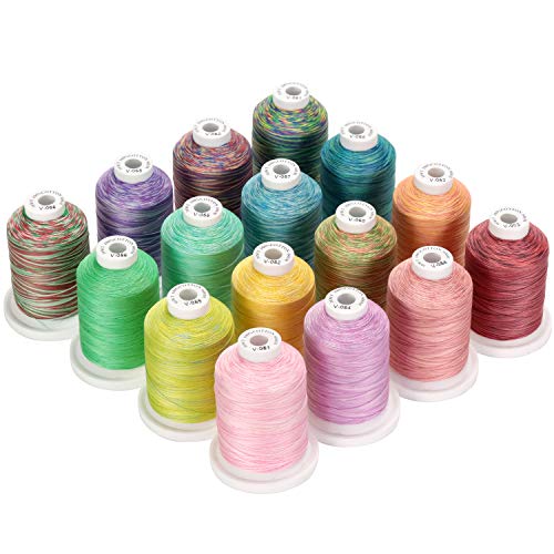 New brothread Multi-Purpose Mercerized Cotton Thread 16 Variegated Colors - color: 16 Variegated Colors