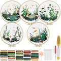 TINDTOP 5 Pack Embroidery Kit for Adult, Embroidery DIY Starter Kit - color: Fish World